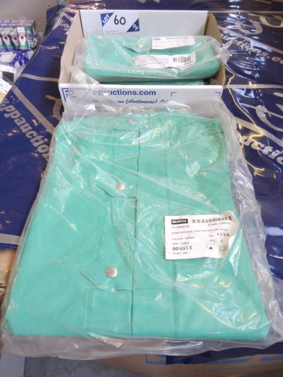 2x North large green surgical coats - (packaged &...