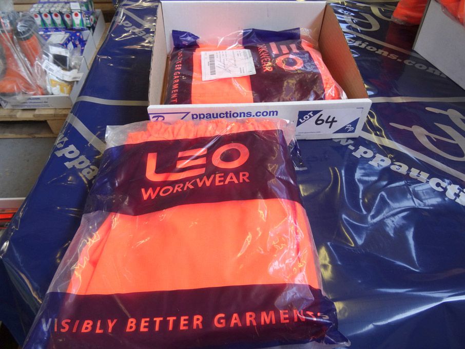2x Leo Workwear large hi-viz orange waterproof tro...