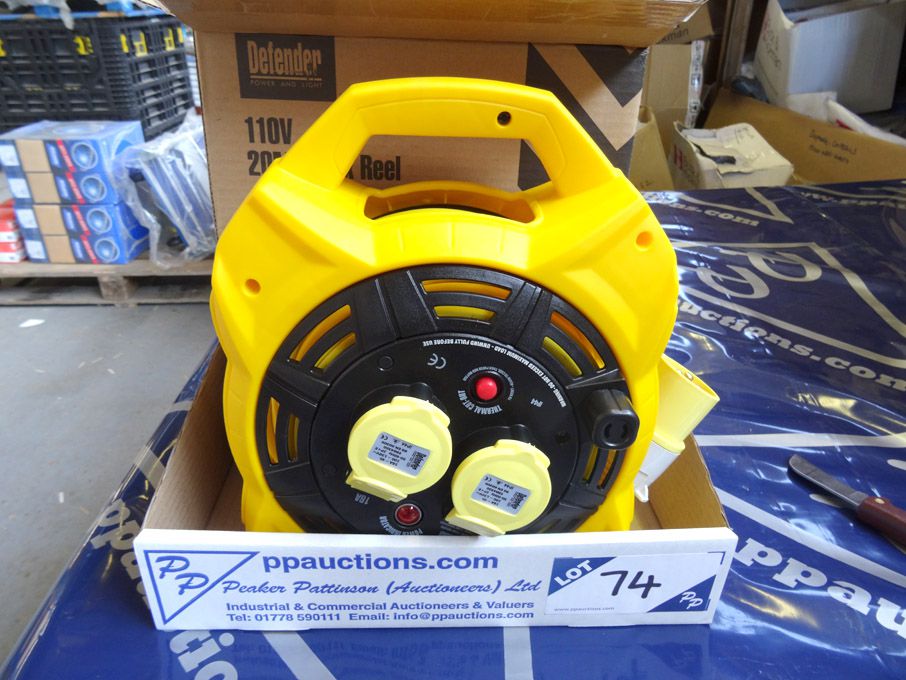 Defender 20m box reel, 110v, 16A - (packaged & un...