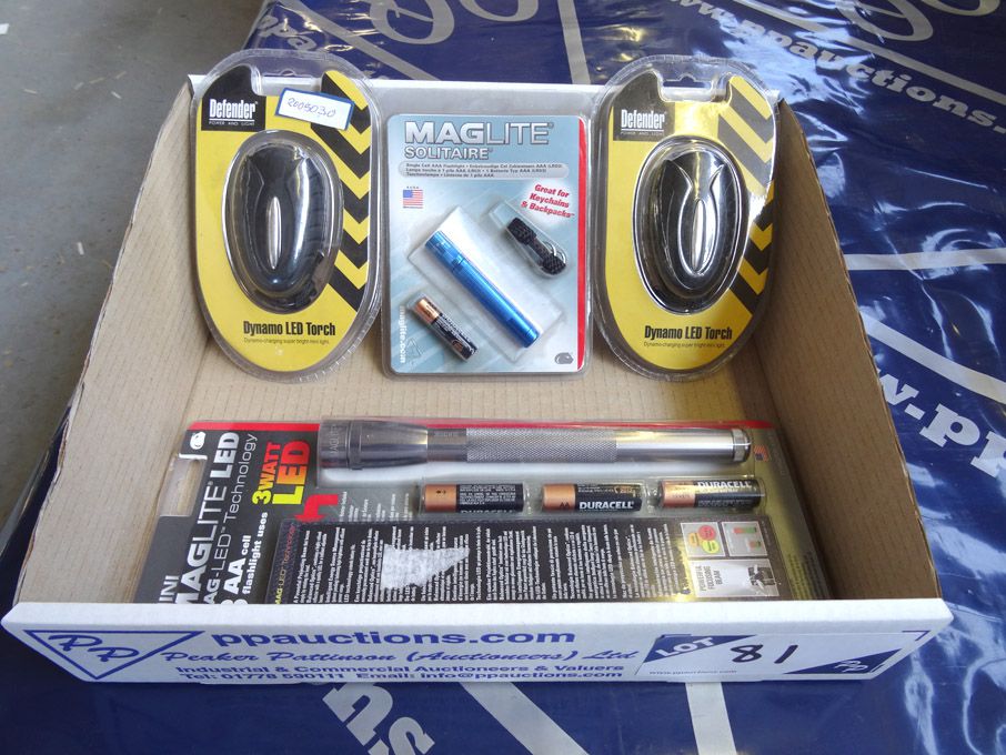 Qty various, Maglite, Defender etc LED torches & b...