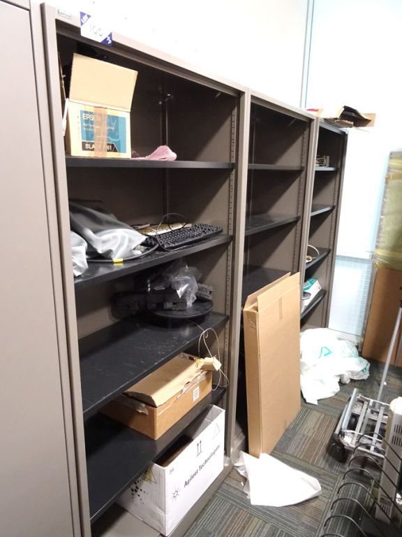 3x Ahrend grey metal storage shelves, 1000x450x195...