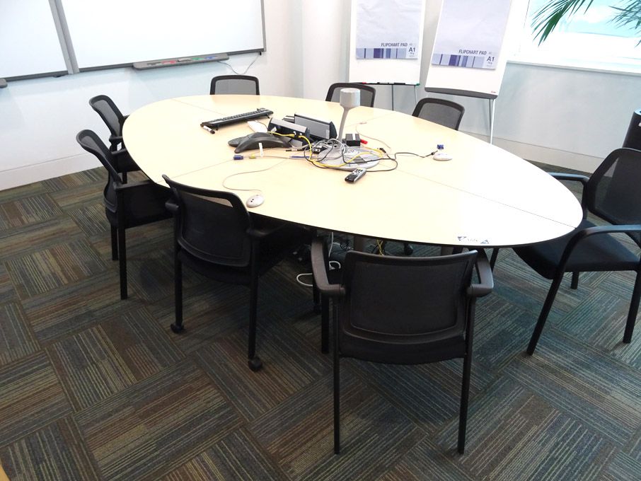 Ahrend maple 3000x1800mm curved 4 section meeting...