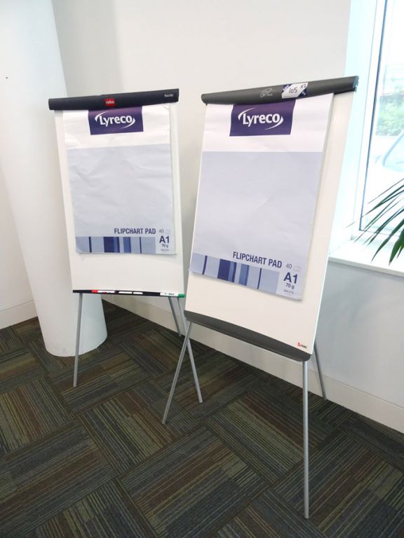 2x Nobo etc floor standing flip chart boards
