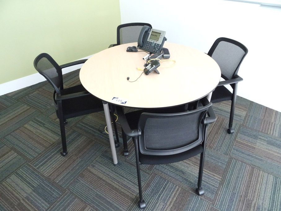 Ahrend 1100mm dia maple meeting table with 4x Alls...