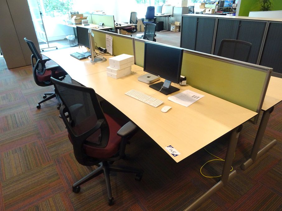 Ahrend maple 4 seater workstations, 1800x900mm wit...