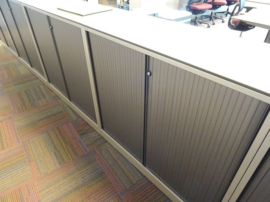 2x Ahrend grey metal twin sliding door storage cup...