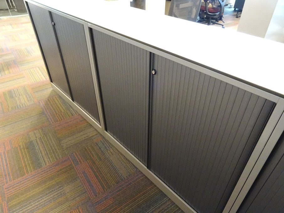 2x Ahrend grey metal twin sliding door storage cup...