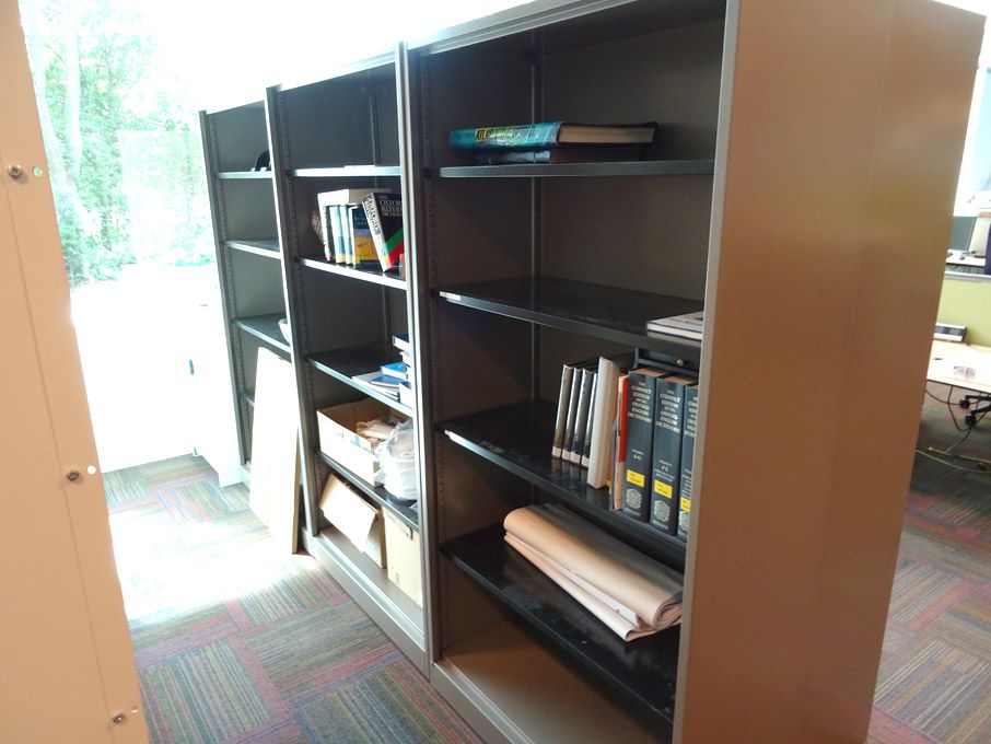 3x Ahrend grey metal storage shelves, 1000x450x195...
