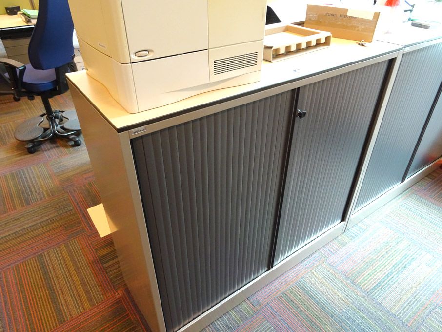 Ahrend grey metal twin sliding door storage cupboa...
