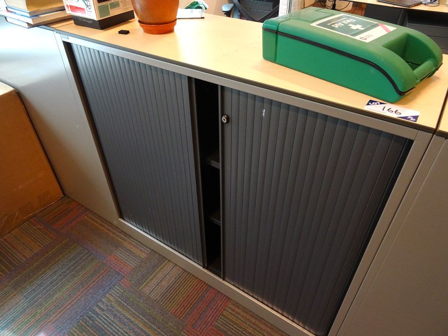 Ahrend grey metal twin sliding door storage cupboa...