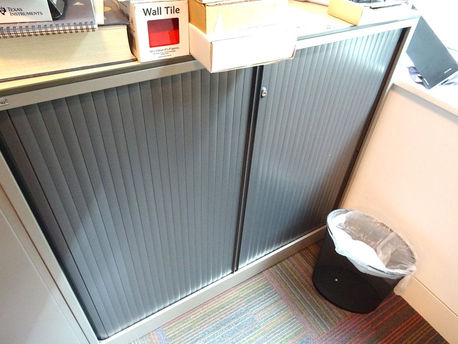 Ahrend grey metal twin sliding door storage cupboa...