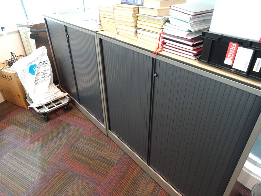 2x Ahrend grey metal twin sliding door storage cup...