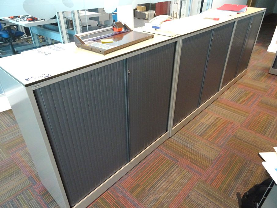 3x Ahrend grey metal twin sliding door storage cup...