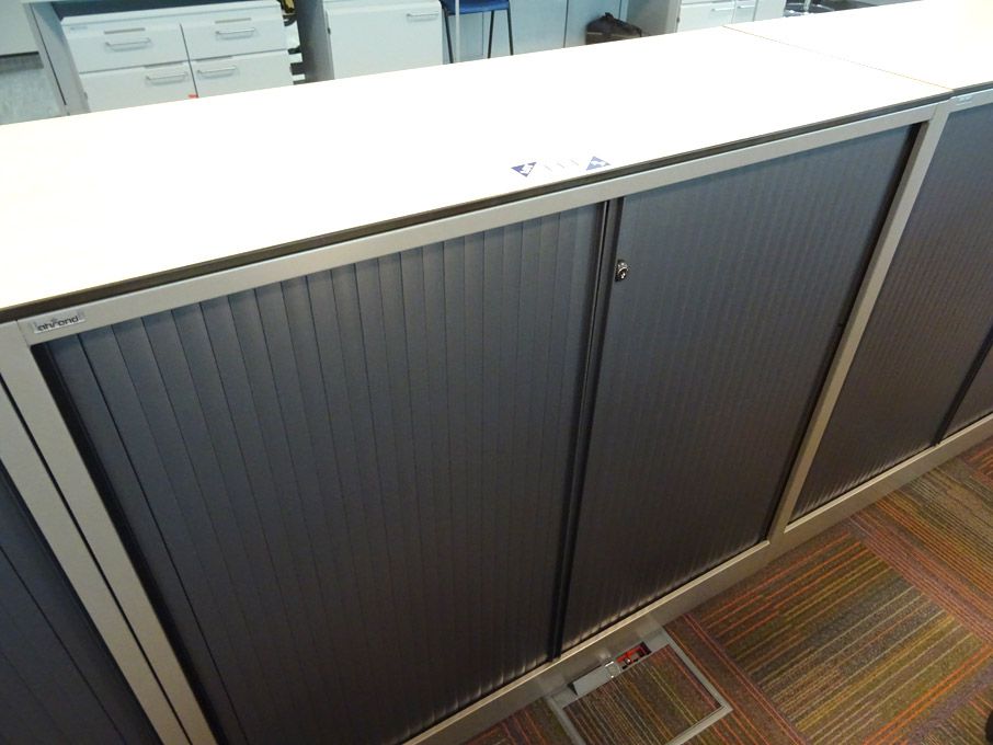 Ahrend grey metal twin sliding door storage cupboa...