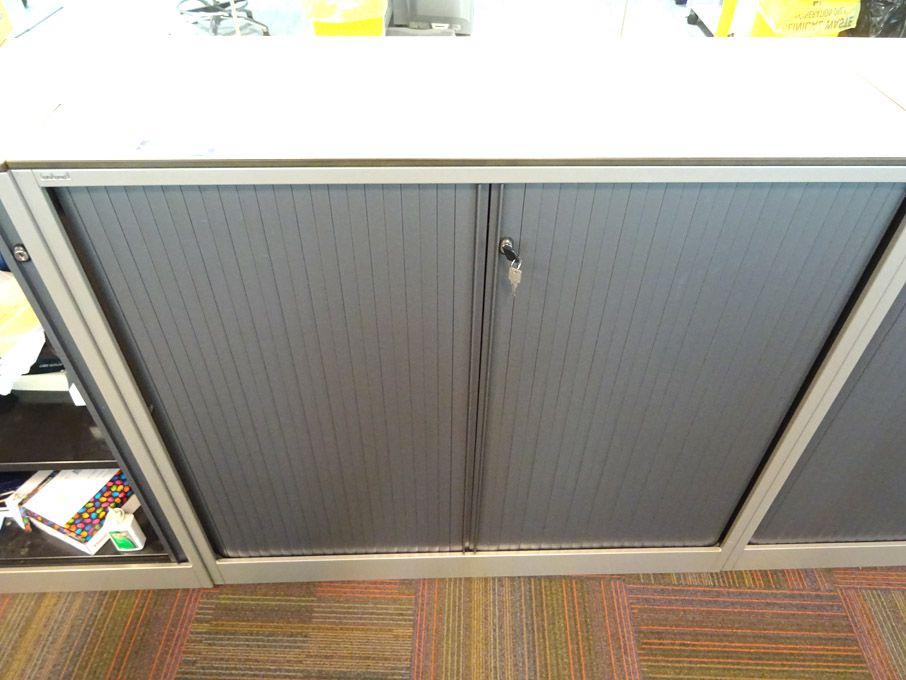 2x Ahrend grey metal twin sliding door storage cup...