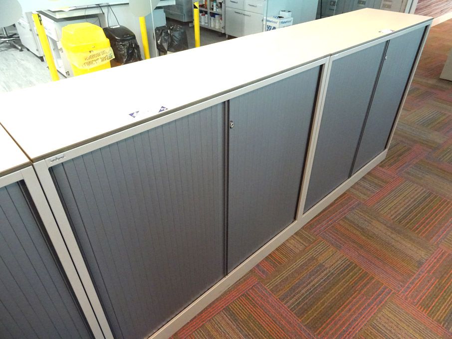 2x Ahrend grey metal twin sliding door storage cup...