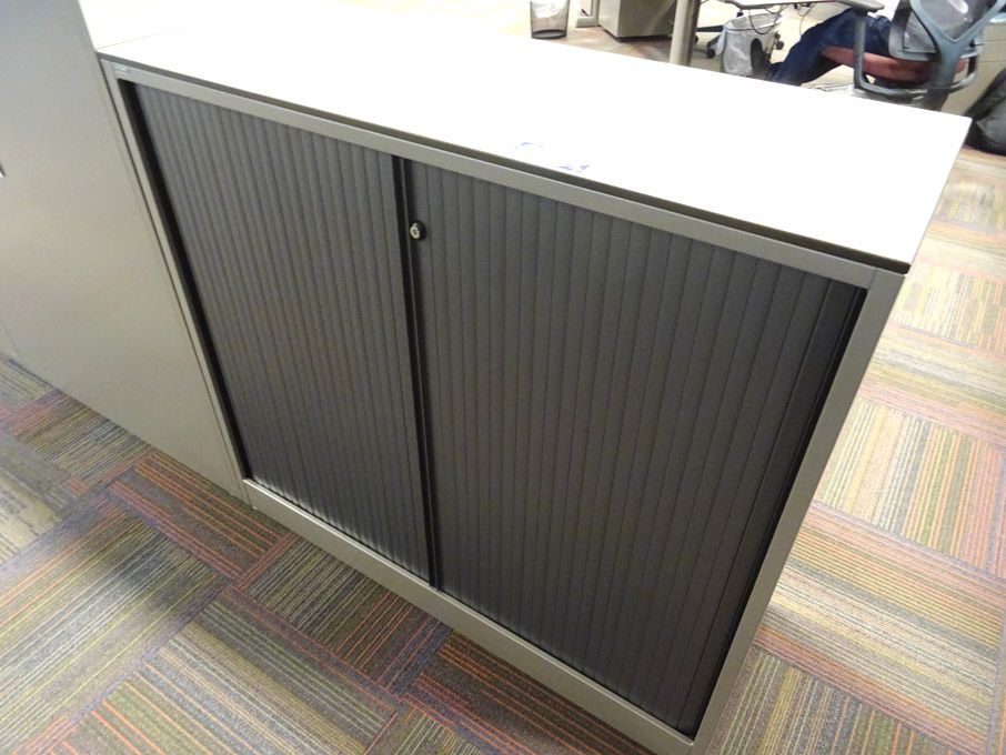 Ahrend grey metal twin sliding door storage cupboa...