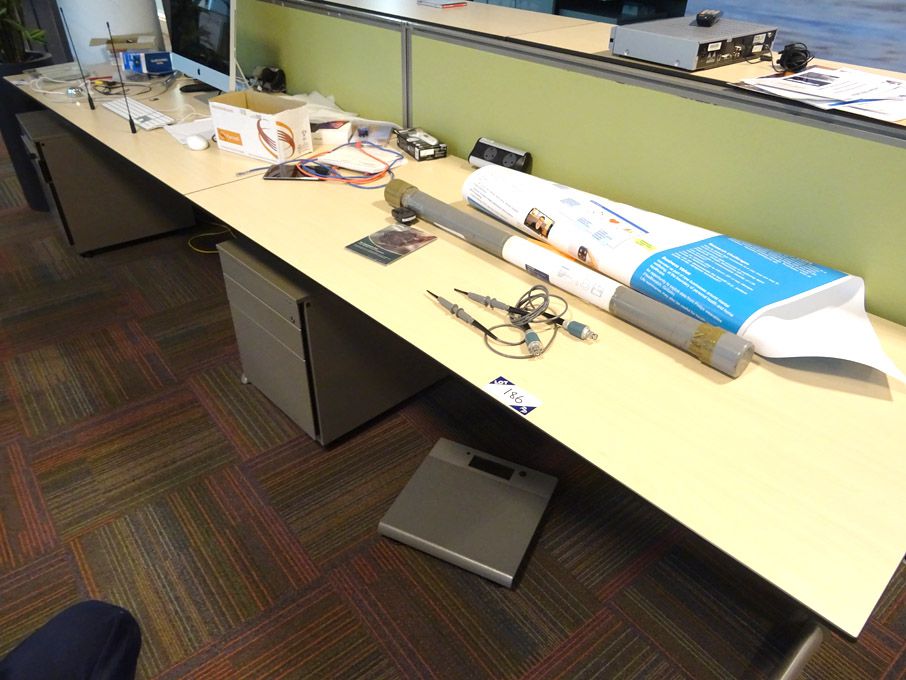 2x Ahrend 1800x800mm maple office desks with pedes...