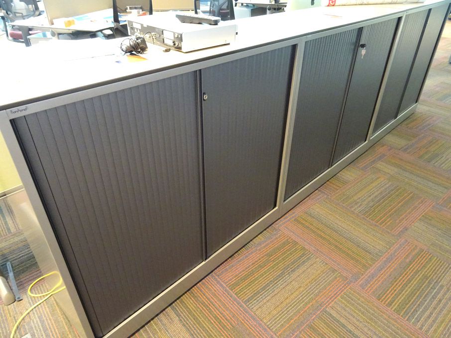 3x Ahrend grey metal twin sliding door storage cup...