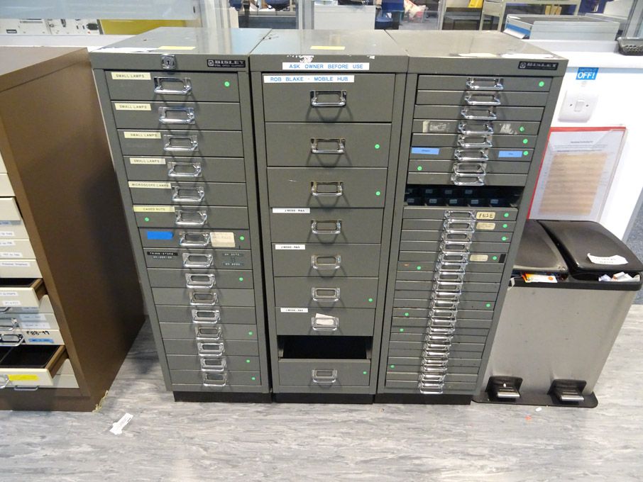 3x Bisley multidrawer storage cabinets (3 drawers...