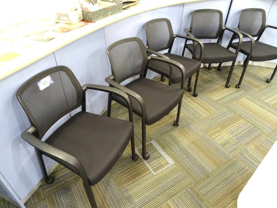5x Allsteel metal framed, black upholstered meetin...