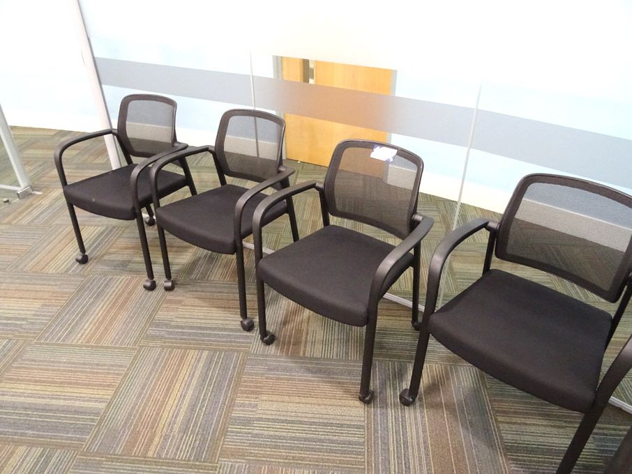 4x Allsteel metal framed, black upholstered meetin...
