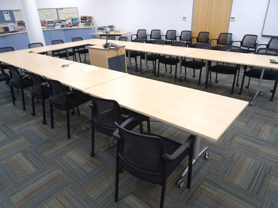 8x Howe 1600x800mm maple foldable meeting tables w...