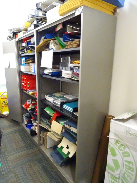 2x Ahrend grey metal storage shelves, 1000x450x195...