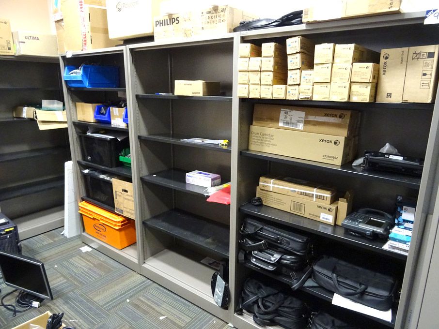 3x Ahrend grey metal storage shelves, 1000x450x195...
