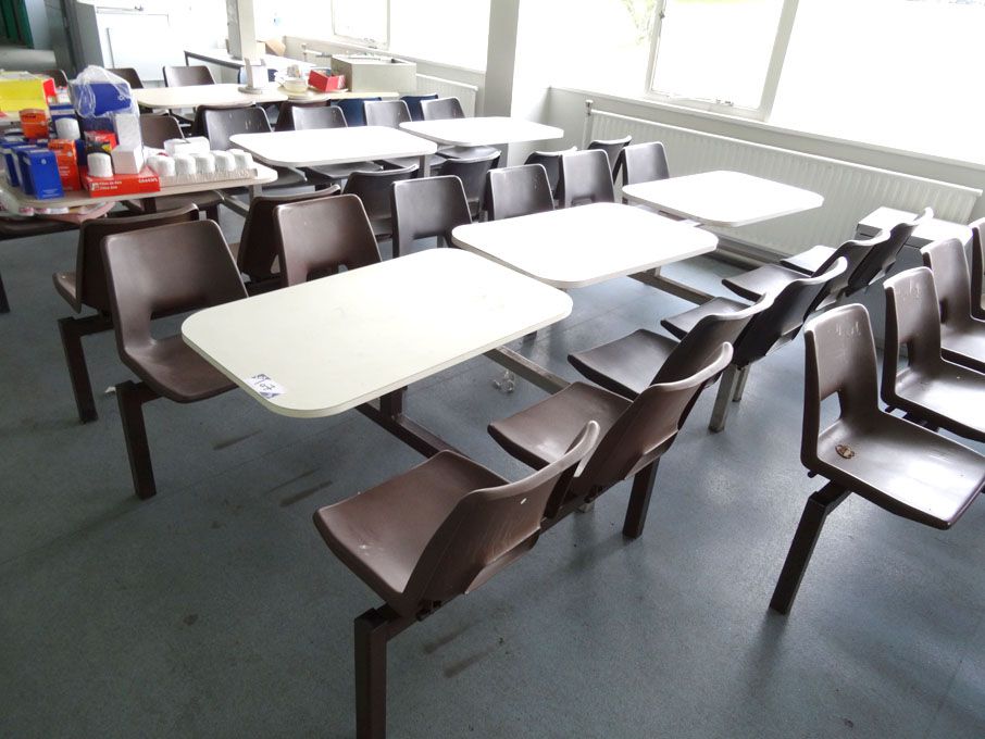 9x brown / cream 4 seater canteen tables, 1000x600...