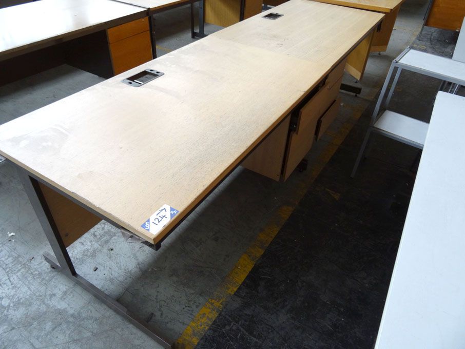 3x various wooden top tables, single pedestal desk...