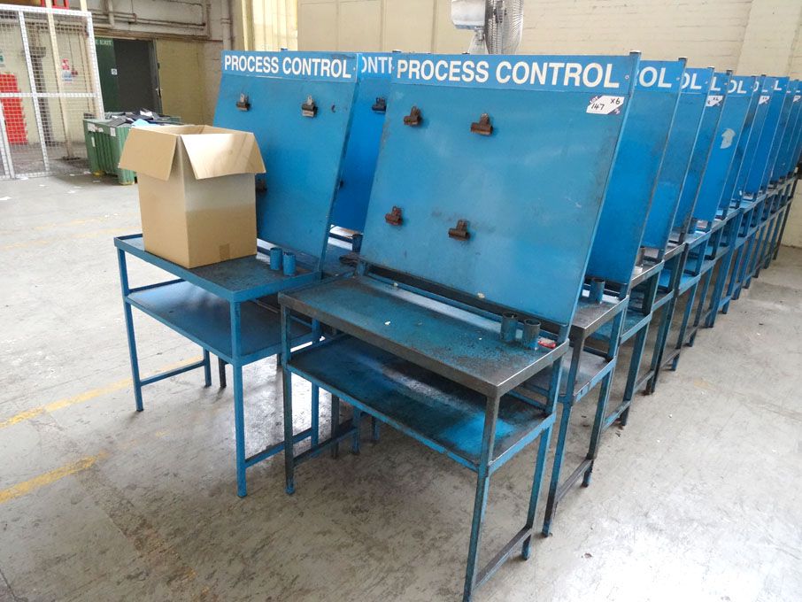 6x blue metal 900mm wide 'Process Control' tables...