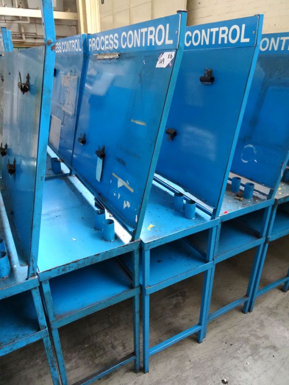6x blue metal 900mm wide 'Process Control' tables...