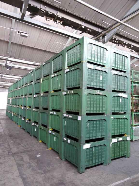 20x green plastic solid sided stackable stillages,...