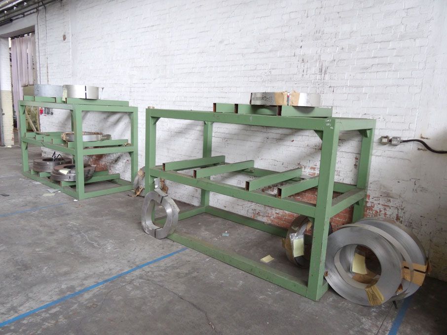2x heavy duty steel coil racks, 2 shelves, 2300x12...