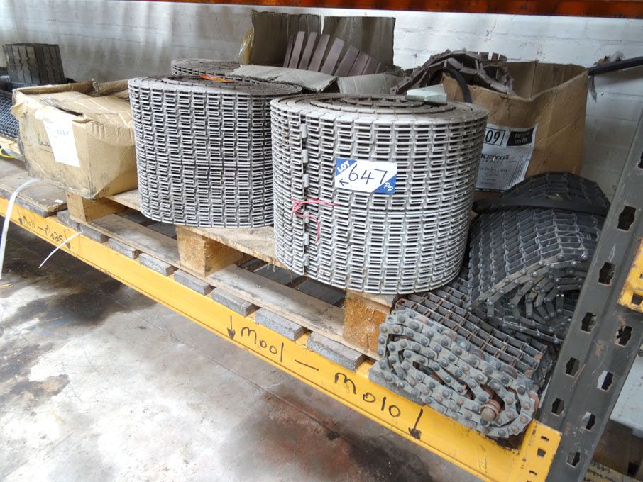Qty various metal / plastic conveyor belt / chain...
