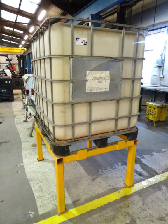 Plastic IBC on metal stand, 1000x1200mm