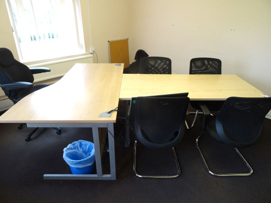 1800x1000mm light oak office desk, 3 drawer pedest...