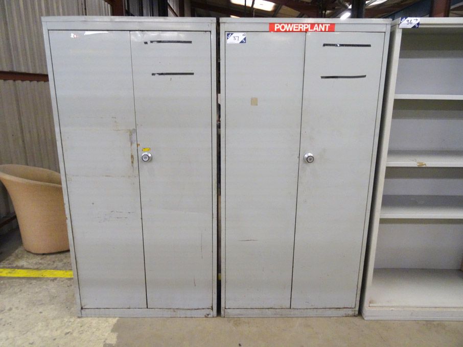 2x grey metal 2 door multishelf storage cupboards,...