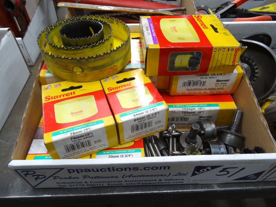 Qty various Starret B1 metal hole saws to 6" dia a...