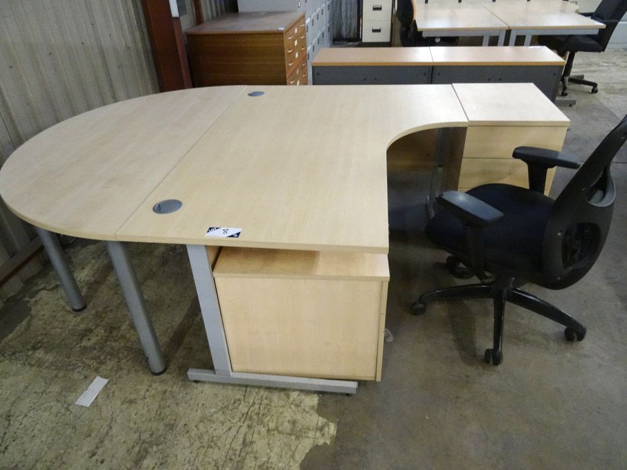 1600x1200mm beech effect office desk, 1600x800mm a...