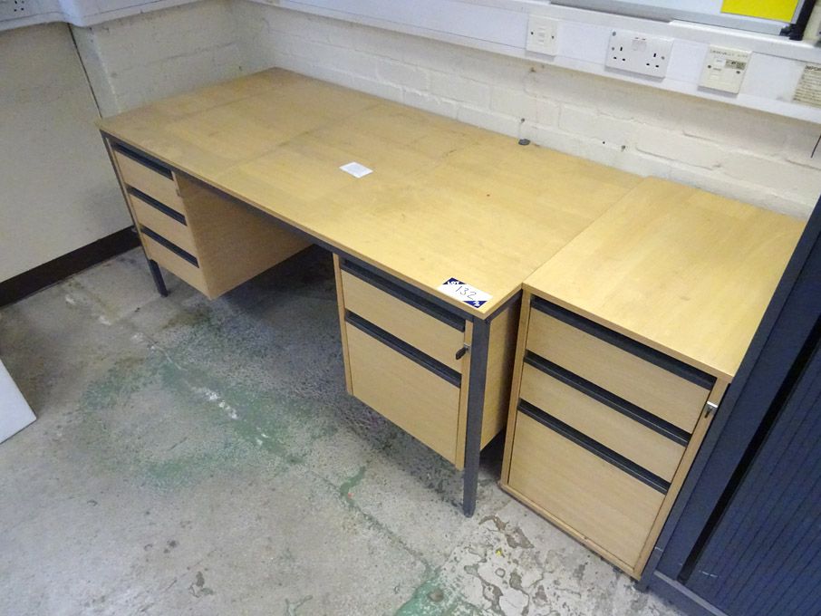 Contents of office inc: 2x maple 60x45" 'L' shaped...