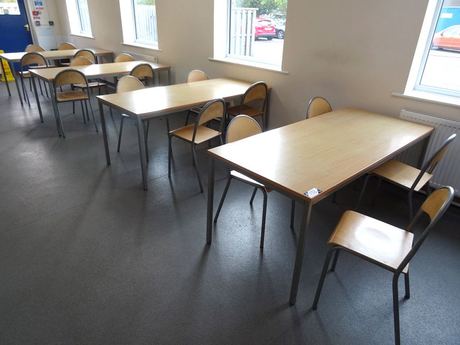 7x beech / metal tables, 1800x800mm width with 38x...