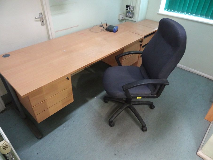 1800x800mm maple double pedestal desk, bookcase, 3...