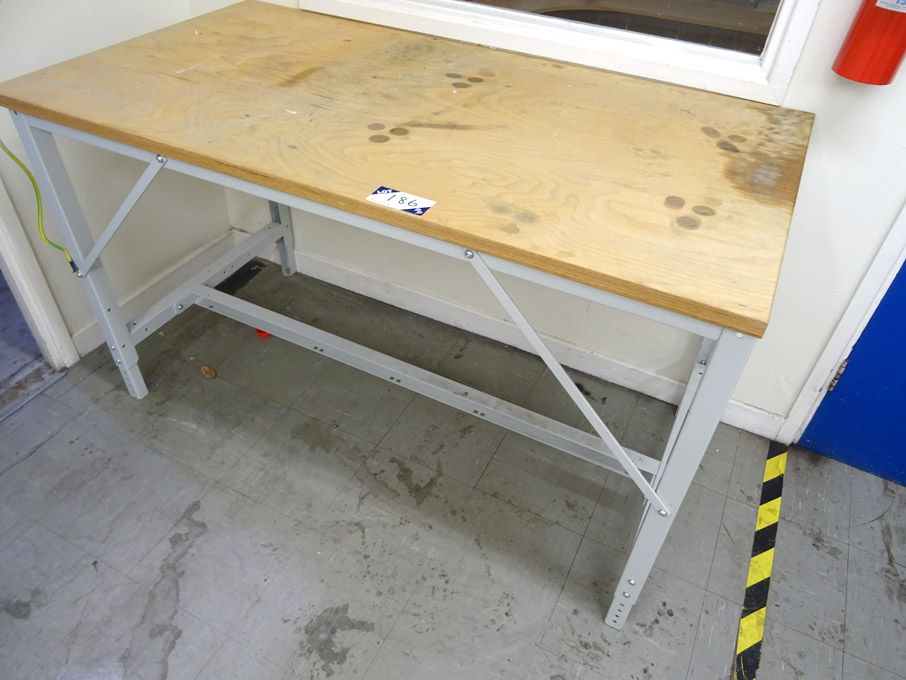 2x metal frame workbenches, wooden top, 1500x750mm...