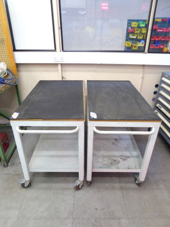 AMEND: 2x 1100x600mm metal frame mobile trolleys...