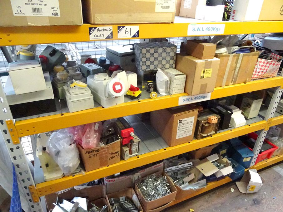 Contents of 3 bays of racking inc: rapid clamps, c...