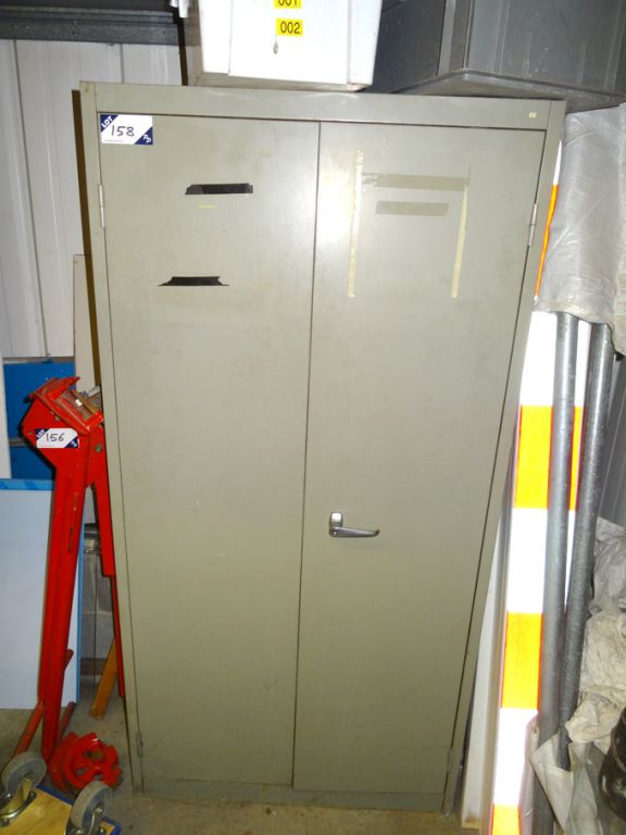 2 door multishelf cupboard with contents inc: plas...