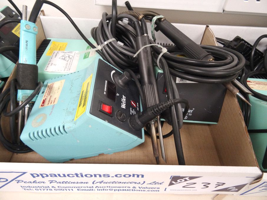 2x Weller WTCP 50 soldering stations & Weller EC21...