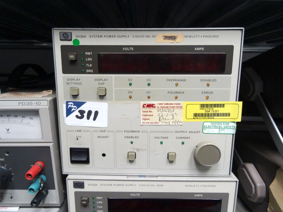 HP 6038A system power supply, 0-60v, 10A, 200W